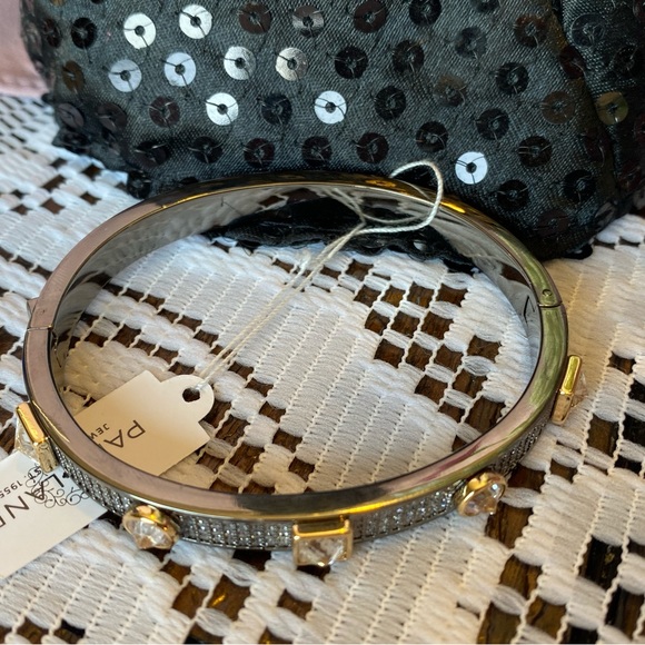 NWT BAUBLE HIGH POLISHED HEMATITE GOLD ACCENT DESIGNER INSPIRED PAVED CZ - Picture 6 of 16